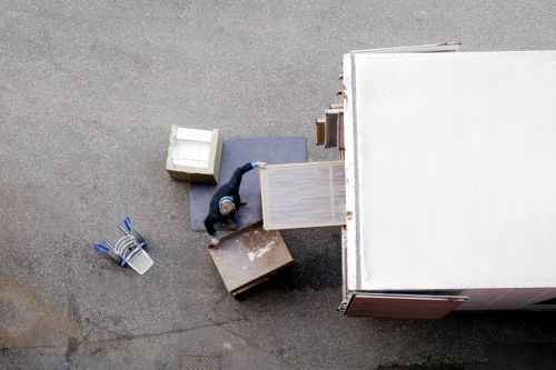 Office relocation items being loaded for a commercial move in Soho