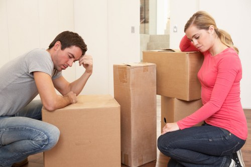 Boxes and furniture prepared for a Soho relocation service