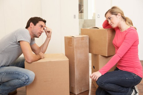 Packed boxes and office items ready for same day removal in Soho