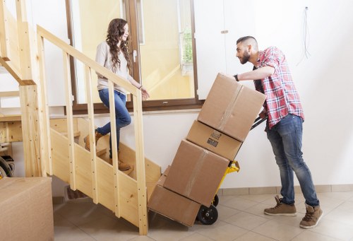 Packed office technology and documents ready for transport