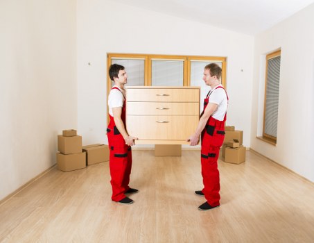 Customer belongings being prepared for transport